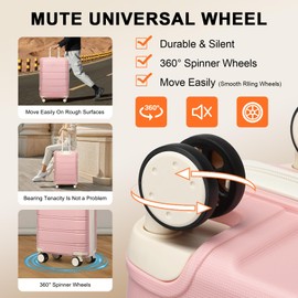 Joyway 24/28" Luggage Lightweight Polypropylene Carrying Case with TSA Lock, Rigid Luggage Sets with Swivel Wheels Pink