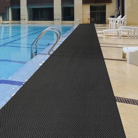 PVC Drainage Floor Mat Non-Slip Commercial Wet Area Mat for Outdoor and Indoor Restaurant Kitchen Bar Swimming Pool Splash Matting Water Drain Flooring Mat (Black, 3FTX16.4FT)