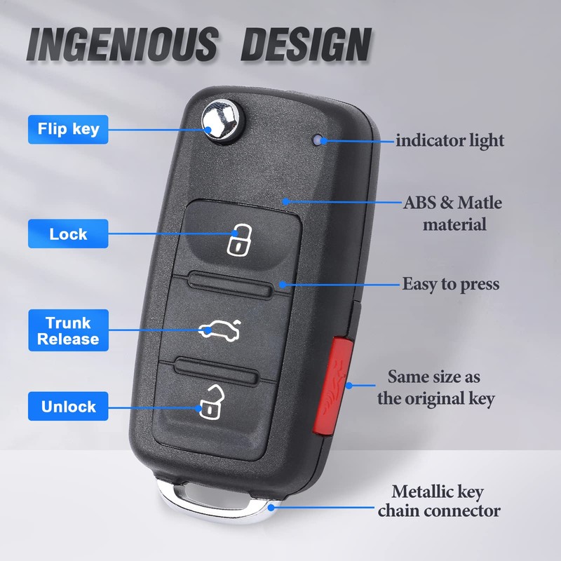 Keymall Car Key Fob Keyless Entry Remote Control for VW