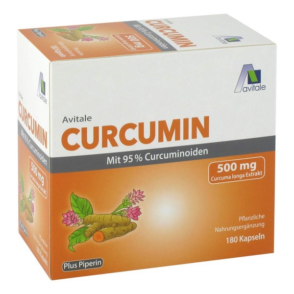 Avitale Curcumin 500mg Capsules with 95% Curcuminoids and 5mg Pepper Fruit Extract, 121.5 g
