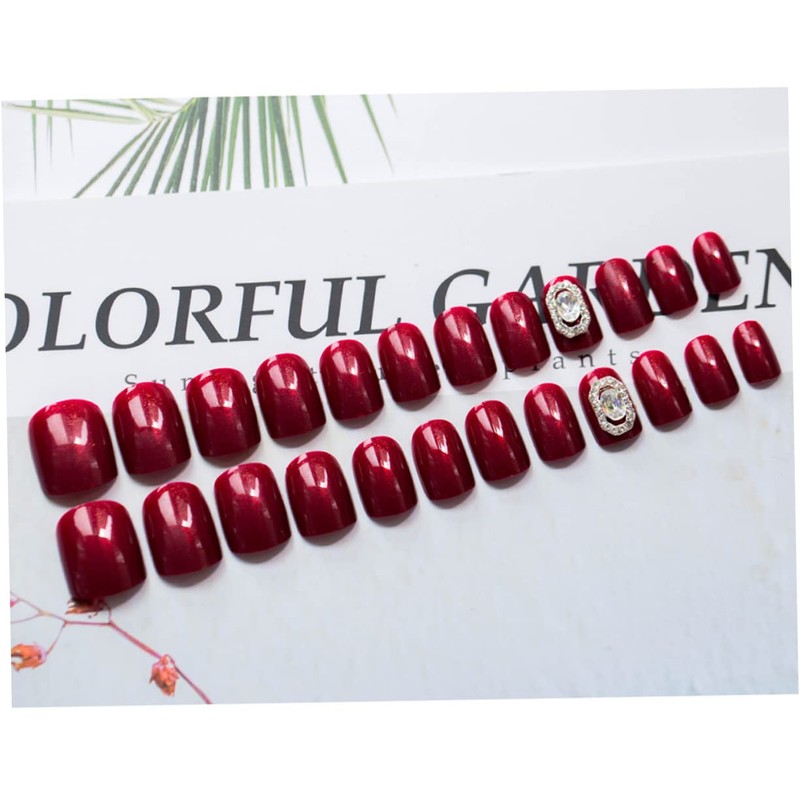 Mikinona Diy False Nails Set 24pcs Red Nail Stickers Girls