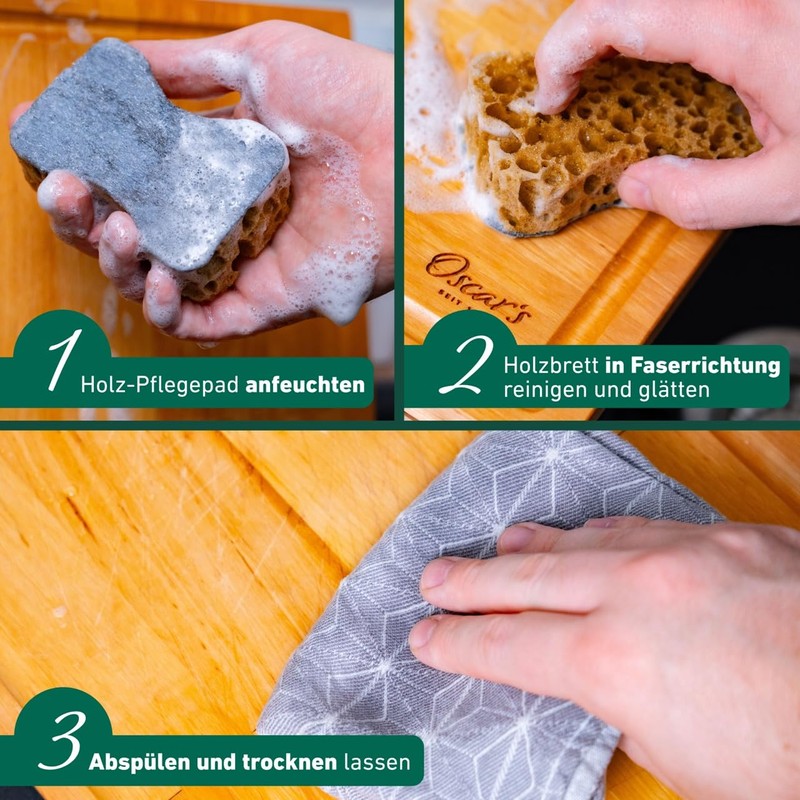 Oscar's Cleaning Pads for Wooden Chopping Boards - 2 Cleaning