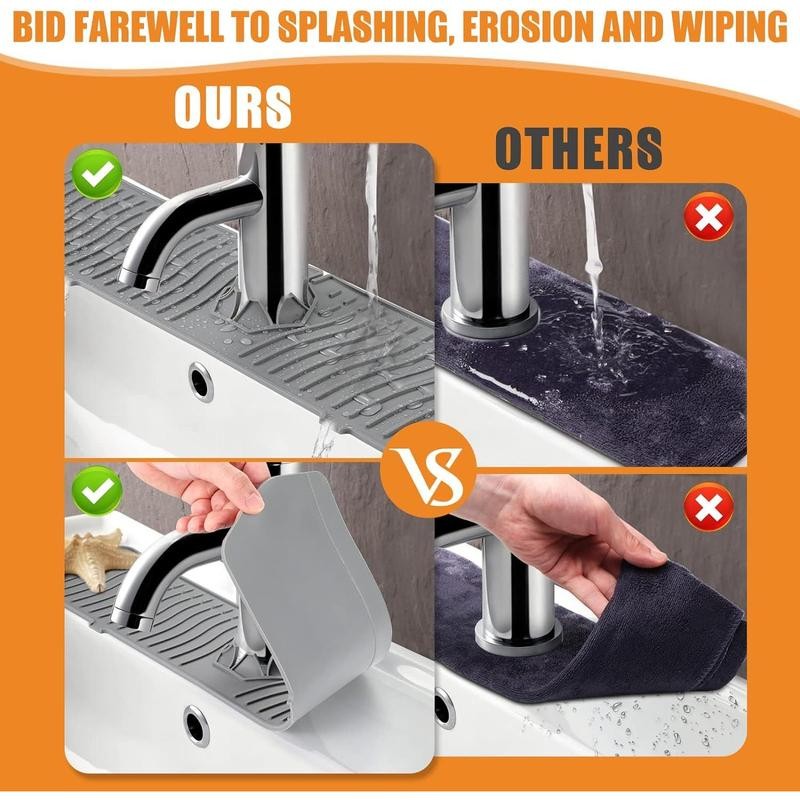 Kitchen Sink Splash Guard, 24in Faucet Mat Splash Catcher, Handle