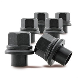 PSGSP Two-Piece 19mm Sleeve Flanged Wheel Nuts 6PCS, M22x1.5 Hex:33mm Black for Heavy Duty Truck Semi Truck Fit Steel Dual Wheels with Hub Piloted Seat & 26mm Bolt Hole Size