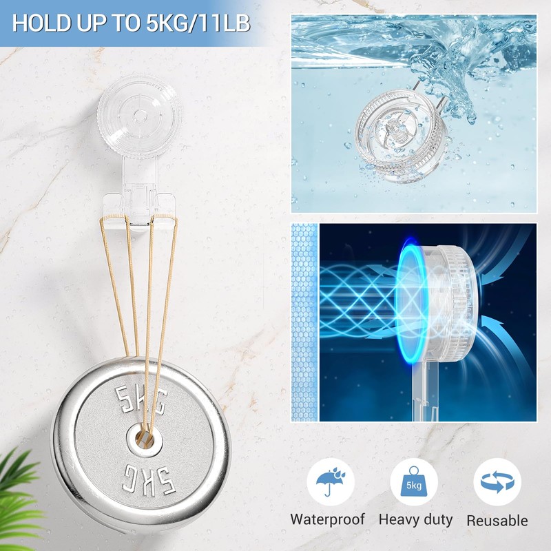 LUXEAR Shower Suction Cup Hooks, 4 Pack Razor Holder for