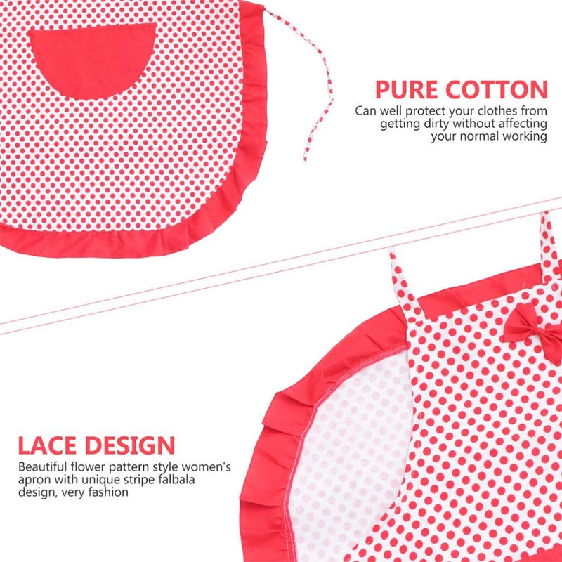 2pcs Retro Kitchen Aprons Dotted Cooking Salon Apron Bowknot Chef