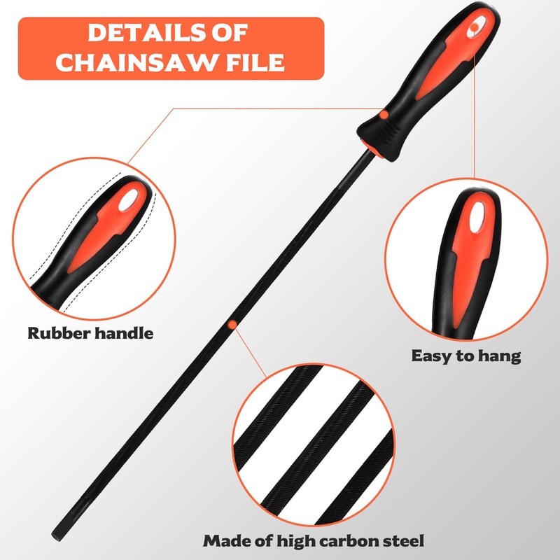 Tenbrachian 4 Pcs Chainsaw Files, Chainsaw Sharpener File, Professional Round