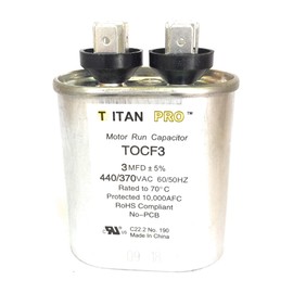 Motor Run Capacitor, 3 MFD, 2-3/4 In. H