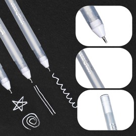 HDFHDF 6 PCS Jelly Roll White Gel Marking Hand Drawn Pens Specialized for Black Cardboard DIY Painting Graffiti Simple Handbook Sketch Illustration Art Notes