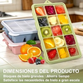 4PCS Bandejas de Cubitos de Hielo, Molde de Hielo de Silicona Flexible, , Molde de Hielo Cuadrado...