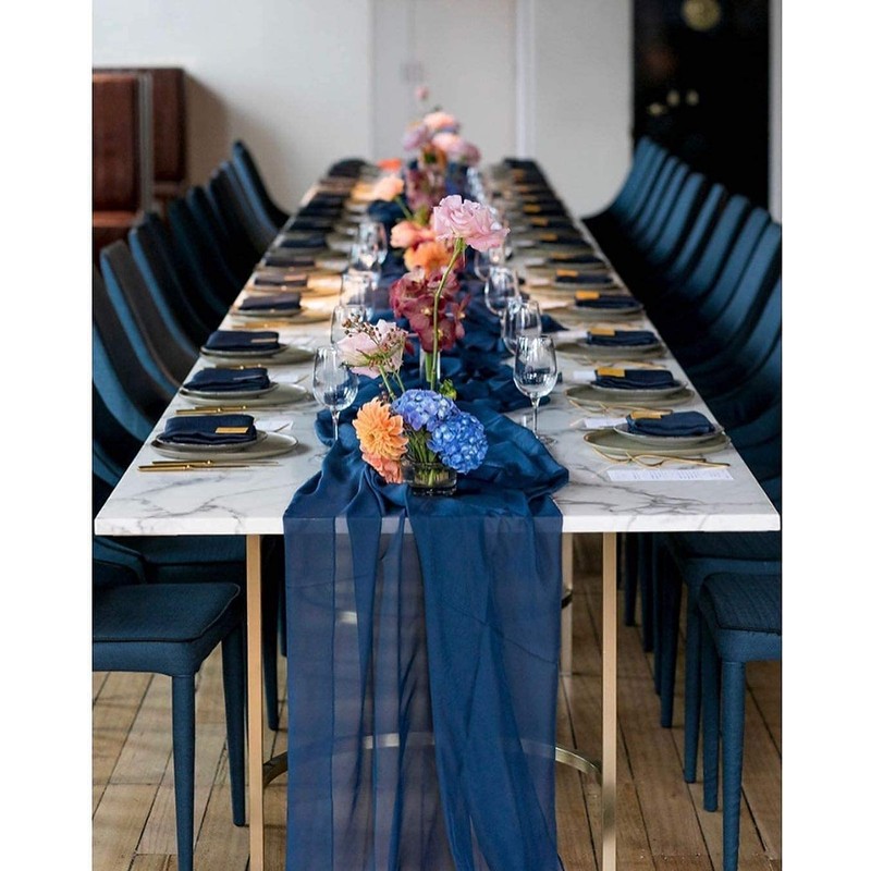 B-COOL Blue Table Runners Chiffon Table Runner 27x120 inch Wedding