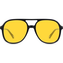 Polarized Aviator Sunglasses for Womens Men Trendy 2024 Square Classic 70s Sun Glasses TR90 - Color: A03-black/Grey