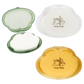 Lotsdonxia 3 Boxes of Portable Soap Flakes, Cute Cloud Shape Disposable Antibacterial Children's Cleaning Soap Flakes for Home, Office, School, Travel (White, Green, Yellow)