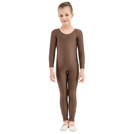 speerise Girls Unitards Gymnastics Long Sleeves Full Body Toddler Ballet Leotards for Kids Costumes, Brown, S