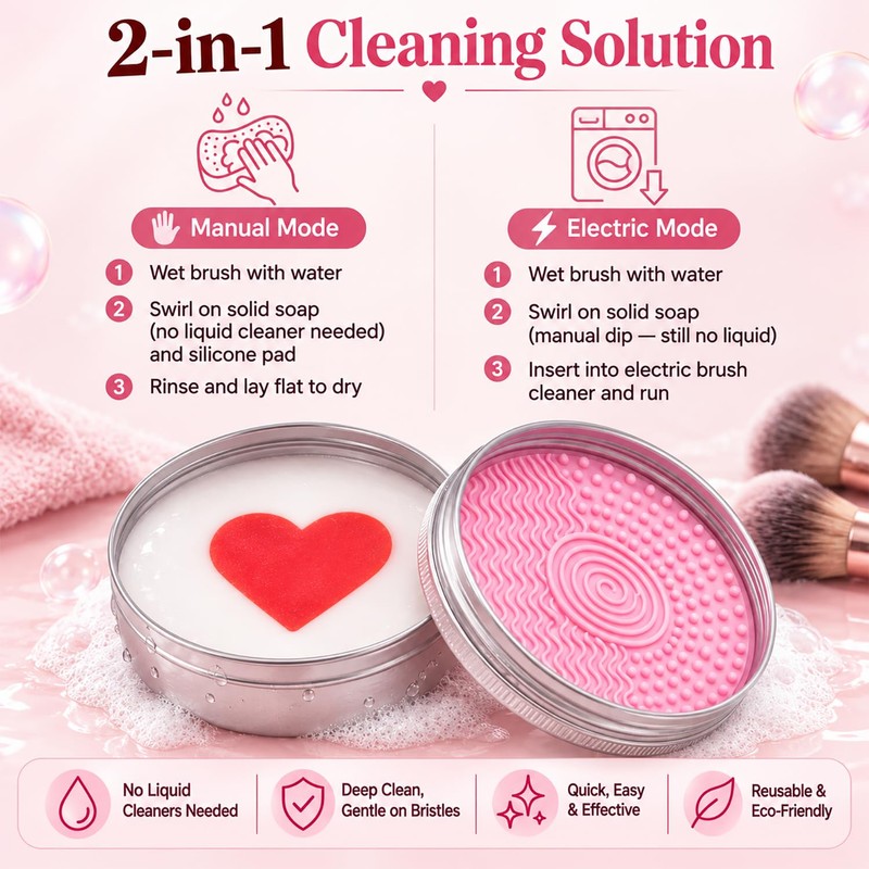 Luslife Makeup Brush Cleaner Soap, with Silicone Pad, 3.53oz(100g), 2-in-1