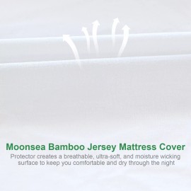 Moonsea Bamboo Full Size Mattress Protector Waterproof Breathable Cover Fits 14" Deep