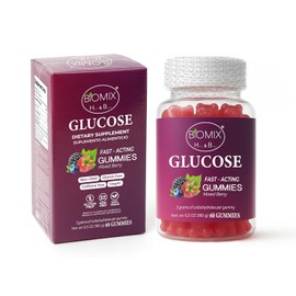 Gomitas De Glucosa De Acción Rápida 100% Veganas Libres de Gluten, Sin azúcares añadidas, Sin GMO - Sabor Bayas Mixtas - Frasco con 60 Gomitas de 3 gr