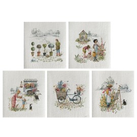 Z&Z ornamentorum Reusable Paper Towels Swedish Kitchen Dish Towels 5 Pcs Watercolor Dish Towels No Odor Biodegradable Non-Scratch Reusable Dishcloths for Kitchen