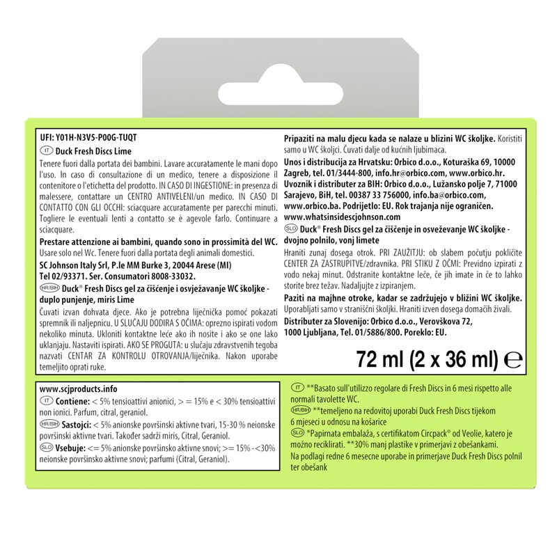 Duck Fresh Discs - Dischi Gel Igienizzanti WC, Fragranza Lime