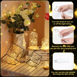 KOBWA Flaschenlichter mit Korken, USB wiederaufladbares Weinflaschenlicht, batteriebetriebene Gläser, Lichterkette, 2025 verbesserte Lichterkette für Weihnachtsdekorationen