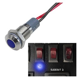 ZIMISI 8mm/0.31" Signal Indicator Light, AC/DC 12V-24V Metal Shell Warning Lamps with Wire, Waterproof Panel Mount LED Dash Lights, LED Signal Pilot Lamp for Car Truck Boat (Blue)