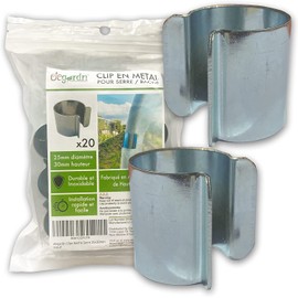 Elegardn Set of 20 Metal Clips 25 mm x 30 mm with Zinc Coating for Tunnel Greenhouses and Tarpaulins