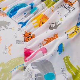 KWLOVER 2PC Soft Bed Fitted Sheet and Pillowcases Set,Animals Printed Bed Sheets for Kids Boys Girls Twin Size Bed (Colorful Animals, Twin)