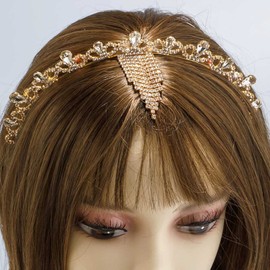 IYOU Vintage Shiny Rhinestone Headband Bling Crystal Gold Crown Headpiece Tassel Party Cosplay Hair Accessories Pro Women and Girls