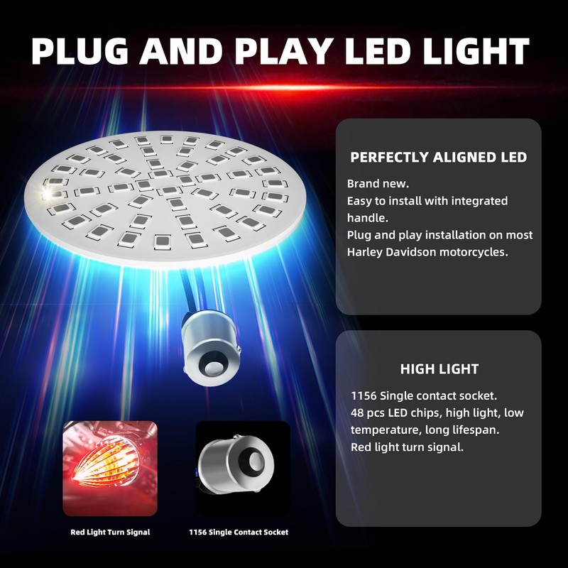 FATECIM 3 1/4" 1156 LED Rear Turn Signal Red Light