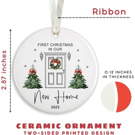 New Home Ornament 2025 - Our First Home Ornament 2025 - House Warming Gifts New Home - Housewarming Gift Ideas for Women, Couple - New Home Gifts for Home - Ceramic 1st First Home New Home Ornament