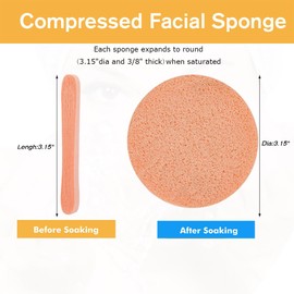 Mgiflw Compressed Facial Sponge,Reusable Makeup Blender 60 Count,Soft Round Wash Sponges for Estheticians Makeup Removal,Face Cleansing Exfoliating Compress Spa Pads for Women,Orange