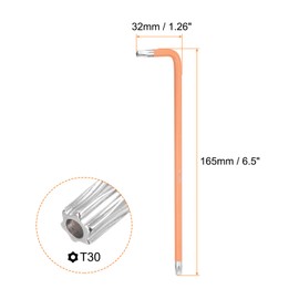 sourcing map Hex Key Torx Wrench T30 S2 Steel L-Shape Long Arm Star 6 Point Hexagon SAE Wrenches Repairing Tool for Home Repair