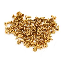Small Screw [M3×8mm] Phillips Flat Head Self Tapping Connector for Door, Cabinet, Wooden Furniture, 45°Flat Head, Phillips Drive Tiny Screw 100pcs, (0.1in×03.in, Gold)