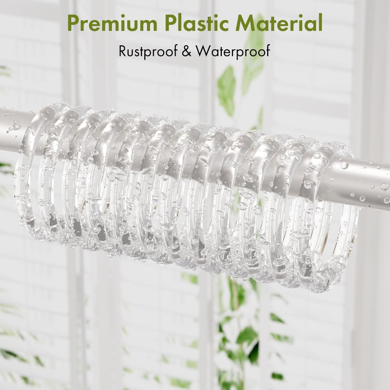Amazer Plastic Shower Curtain Rings, 24 Pcs Shower Curtain Hooks,