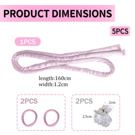 YOCDNOV Set of 5 Heaterless Small Curling Rods Headband - No Heat Curls for Sleeping, Heatless Curls Band Wave Formers for Girls and Women (Pink)