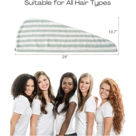 ROLSHOL - Paquete de 4 toallas de microfibra extra grandes para mujer, súper absorbentes y de secado rápido con botón, turbantes de cabello para cabello rizado largo y corto, anti-Frizz
