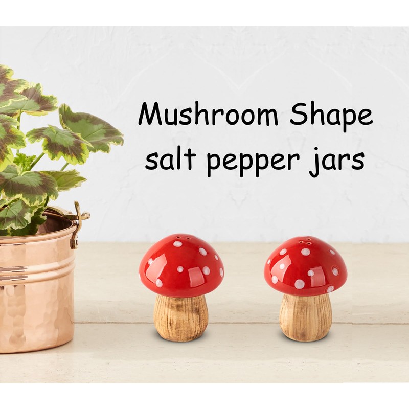 Mushroom Salt And Pepper Shakers Set Ceramic Salt Pepper Shakers