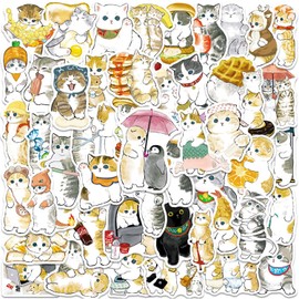VEAGIA Cat Sticker Set 62-Piece, Waterproof Cat Stickers, for Cars, Motorcycles, Helmets, Skateboards, Guitars, etc. Colored
