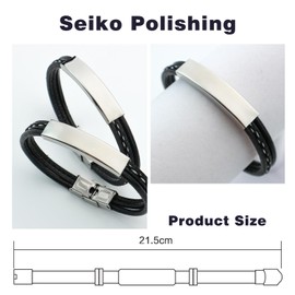 GENPAR Bracelet Men & Women, Leather Wrist Wrap Bracelet (BLACK)