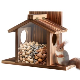 Gnodary Squirrel Feeders for Outside, Durable Squirrel House for Outdoor - Chipmunk Feeder, Squirrel Food for Backyard Squirrels Hold Corn, Corn Cob, Peanuts (Warm Brown)