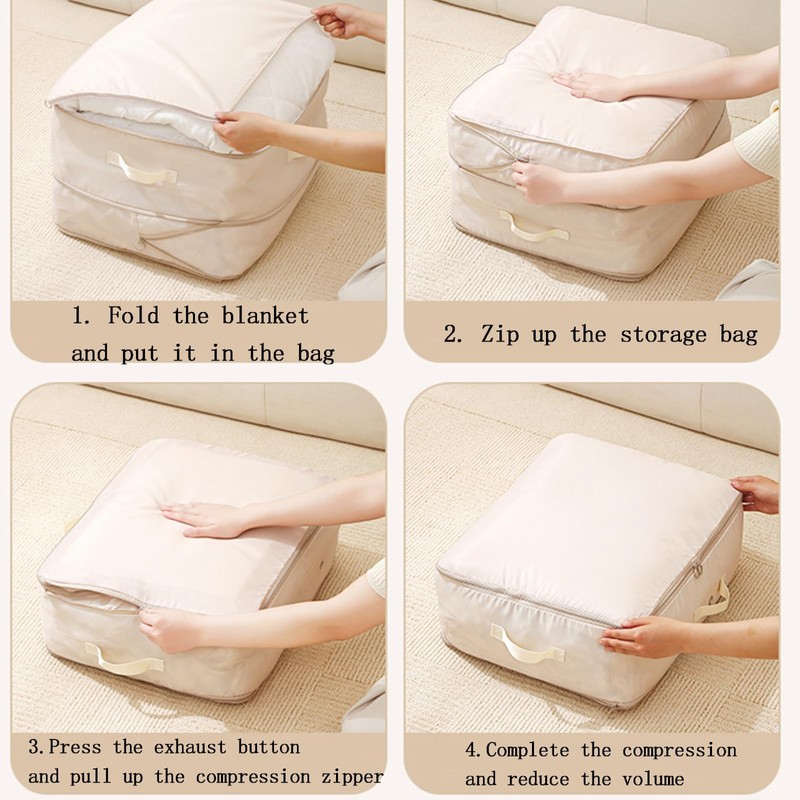 space saving storage Beige Compression Duvet Storage Bag Large Capacity