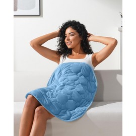 Kivik 7lbs Weighted Lap Blanket for Adults, Ultra Soft Weighted Lap Pad, Small Cozy Heavy Blankets for Sleeping & Relaxing, Machine Washable, Blue, 24 x 29 Inches