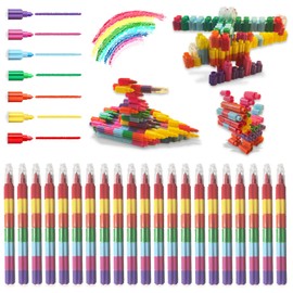 ICEPAPA, Pack of 21 wax crayons, stackable pencils for children, party bags, ideal as party bags, children's birthday, giveaways children's birthday or small gifts for children (7 colours in 1)