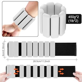 BUXFMHT Polainas de Silicona Blancas para Tobillos y Muñecas | Antideslizantes, Ajustables y Resistentes | Pesas de Entrenamiento para Yoga, Pilates, Correr, Natación, Gimnasio y Más | 2 Piezas