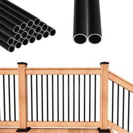 Senmit 36" x 3/4 Aluminum Deck Balusters - Indoor Outdoor Metal Deck Railing Sprindles - Hollow Round Stair Spindles for Deck Porch - Matte Black Coated 50 Pack