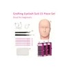 Kit Práctica Extensión Pestañas Rosa Curva C Maniquí Pinzas Cepillos