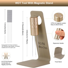 RSNMocha WDT Tool Espresso Distribution Tool,Coffee Distribution Tool with Magnetic Stand, Espresso Accessories with 6 Extra Φ0.25mm Stainless Steel Needles for Barista (Rich Gold, Φ0.25mm)
