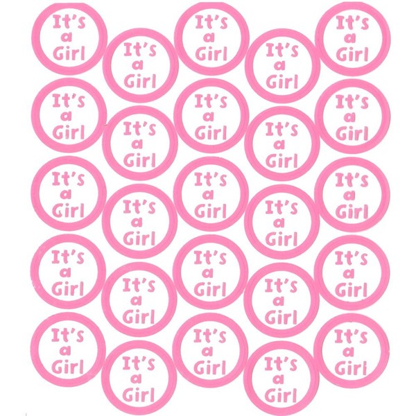 Sticker Seals - It's a Girl - Clear with Pink Writing (50 pieces)