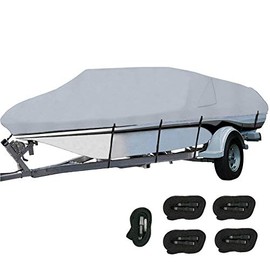 Orgrimmar 600D Boat Cover Heavy Duty Waterproof Trailerable Boat Cover with 2 Air Vents Fits V-Hull,Tri-Hull,Fishing Boat,Bass Boats,Pro-Style,Runabout (Gray, 16-18ft)