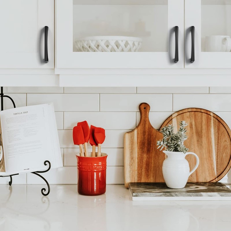 Asidrama 10 Pack 4 Inch(102mm) Matte Black Kitchen Cabinet Handles,